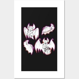 Halloween B&W Bats Pattern Posters and Art